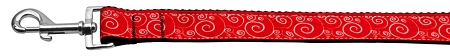 Red and White Swirly Nylon Ribbon Dog Collars 1 wide 4ft Leash